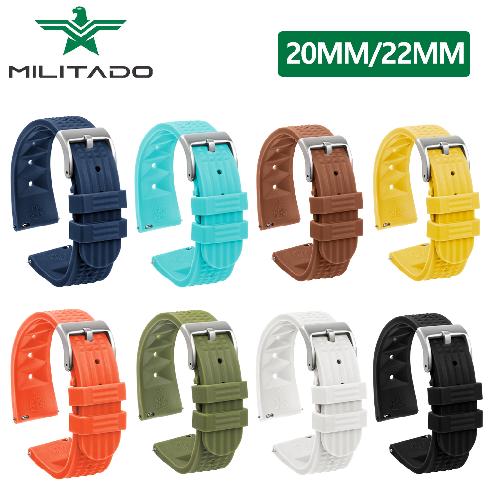 Nato Strap Nylon - Militado 20mm Rubber Waffle Watch Band